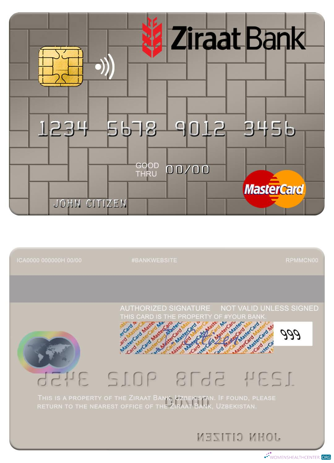 Download Uzbekistan Ziraat Bank mastercard Photoshop template